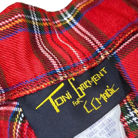 Vintage Red Plaid Gingham Preppy Pleated Schoolgirl Skirt - Picture 4 of 5